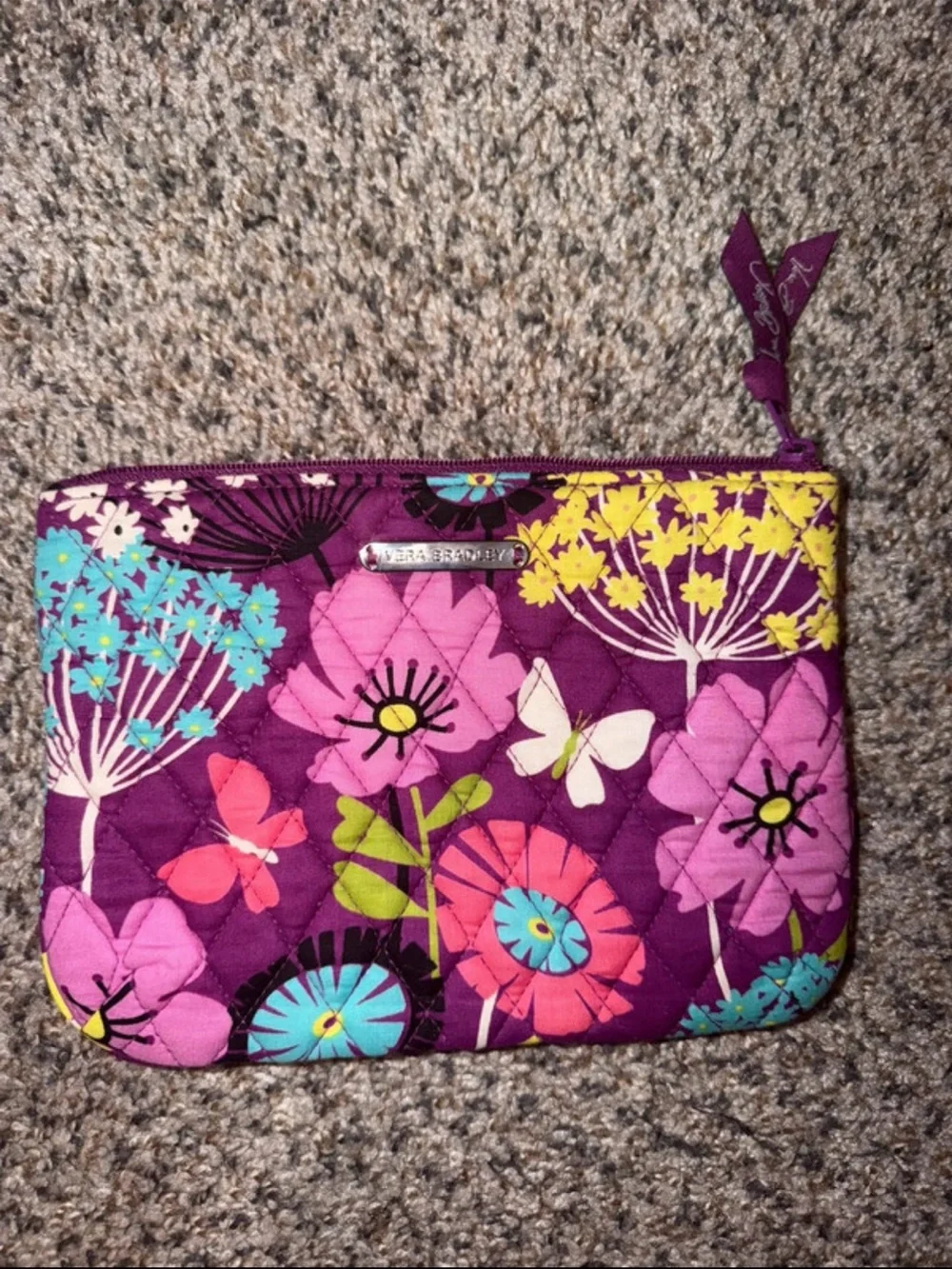 Vera Bradley Purple Floral Quilted Cosmetic Pouch